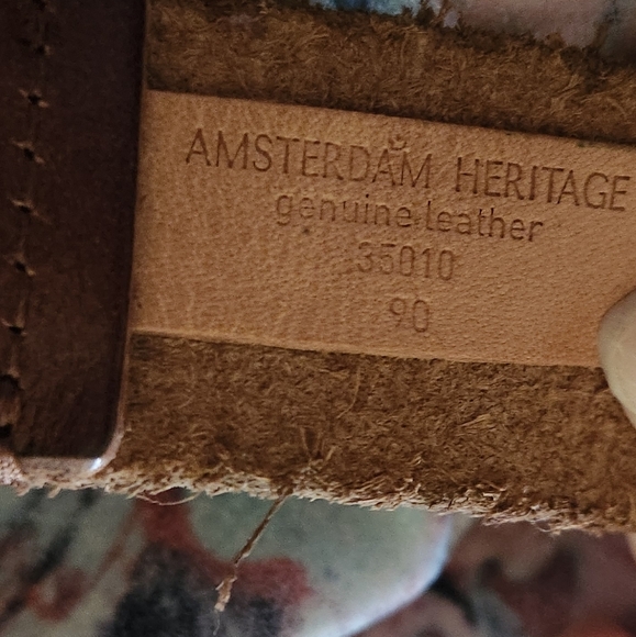 Amsterdam Heritage Vintage Style Genuine Leather Belt with Turquoise Brass Studs - Picture 2 of 6